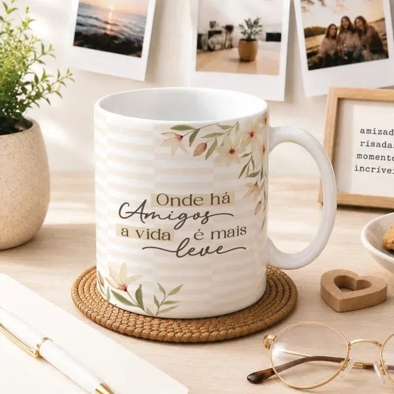 Caneca Amigos – Onde Há Amigos A vida é mais leve
