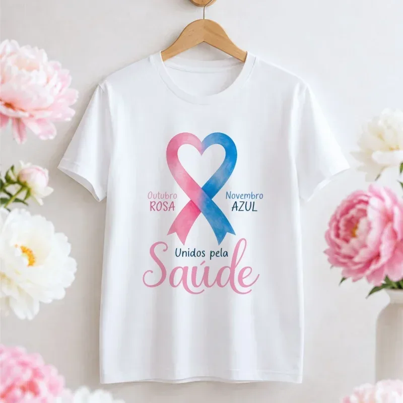 Camiseta Outubro Rosa e Novembro – Unidos pela Saúde