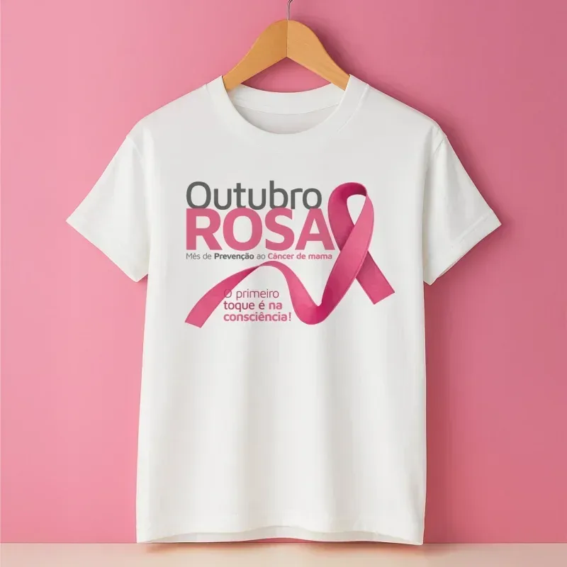 Camiseta Outubro Rosa O primeiro toque é na consciência
