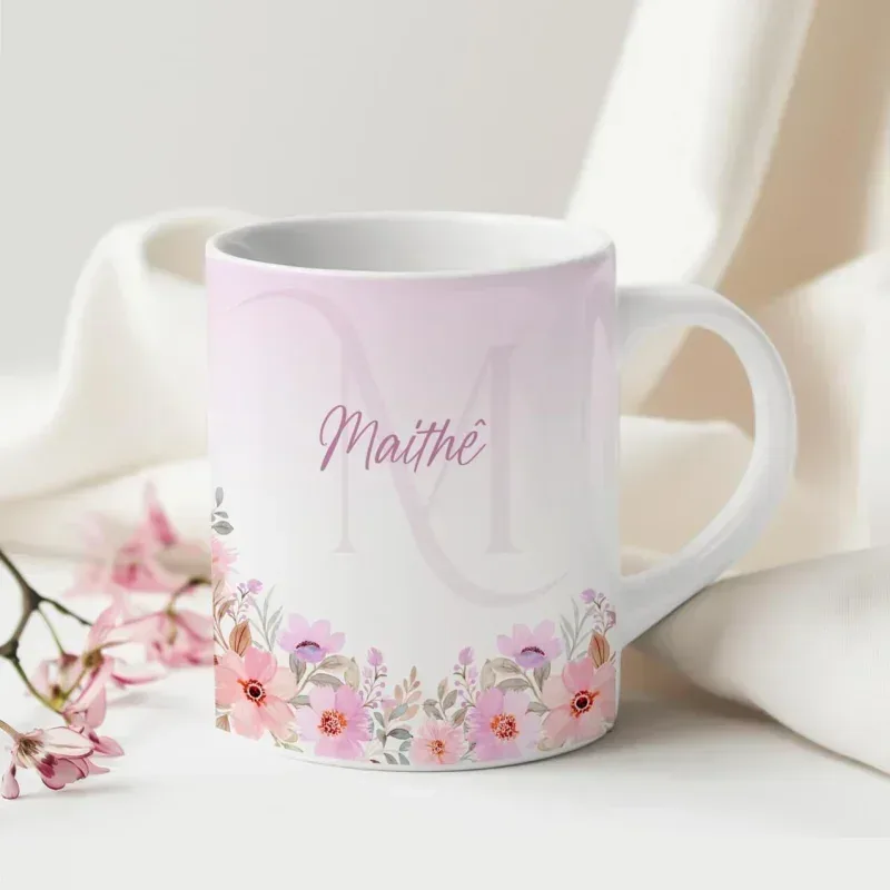 Caneca Alfabeto Floral A a Z V4-gallery