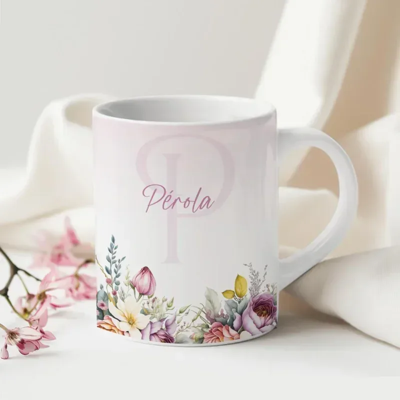 Caneca Alfabeto Floral A a Z V4-gallery