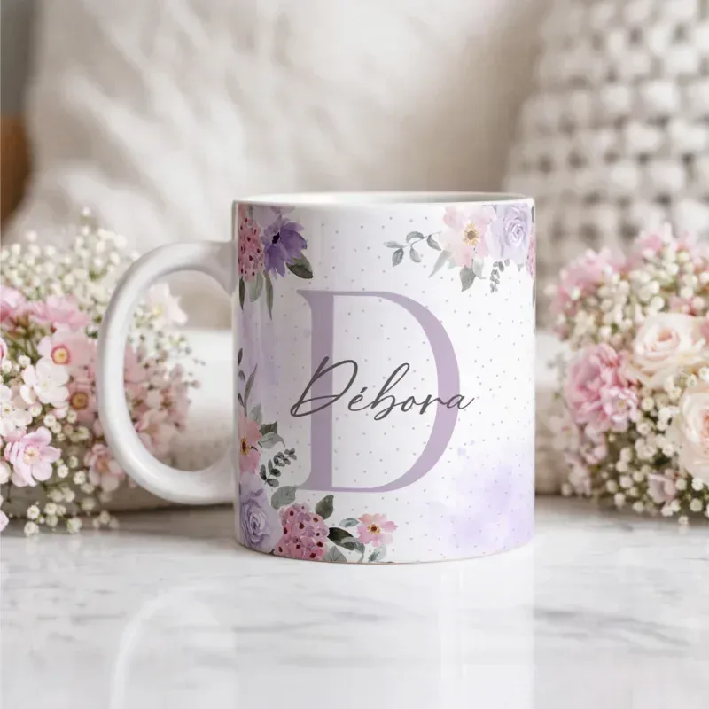 Caneca Alfabeto Floral A a Z V5-gallery