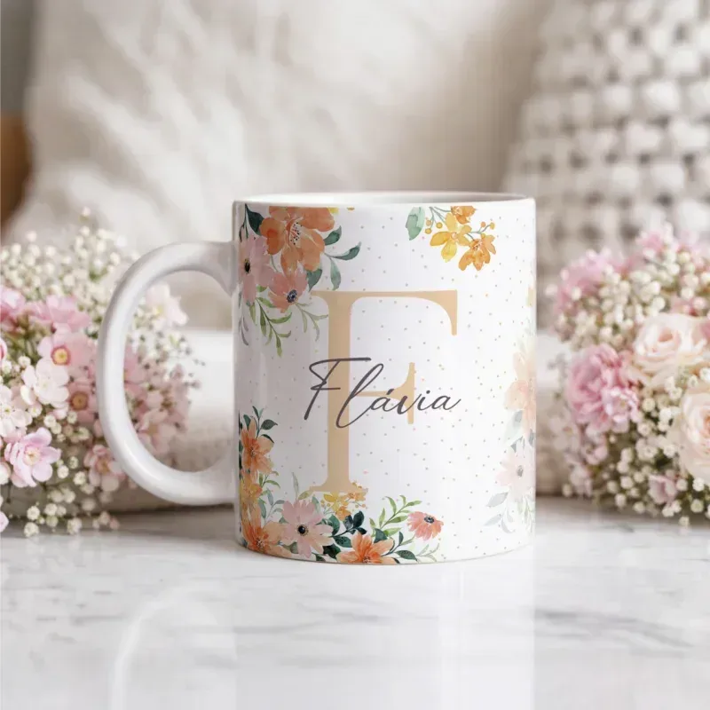 Caneca Alfabeto Floral A a Z V5-gallery
