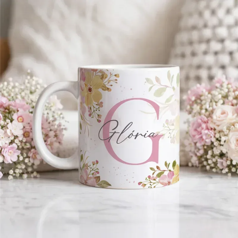 Caneca Alfabeto Floral A a Z V5-gallery