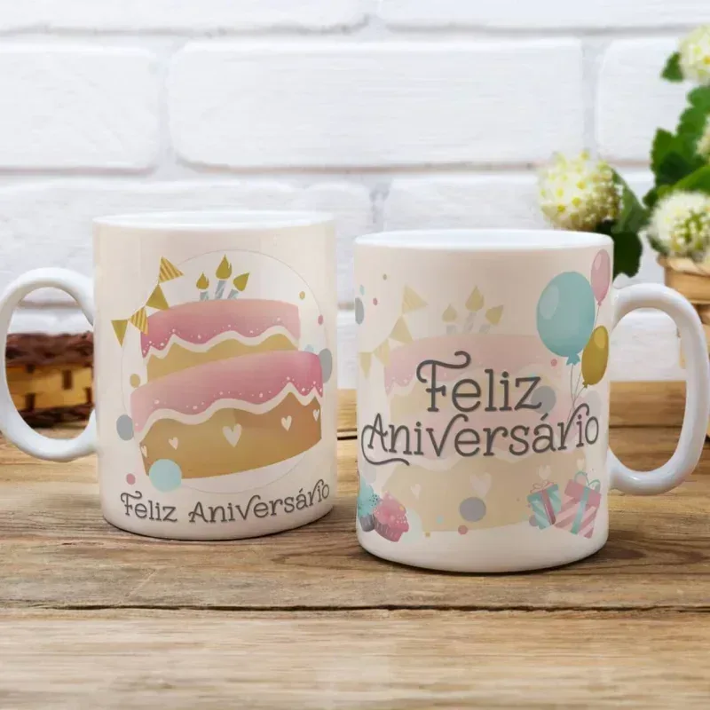 Caneca Aniversário – Feliz Aniversário Bolo