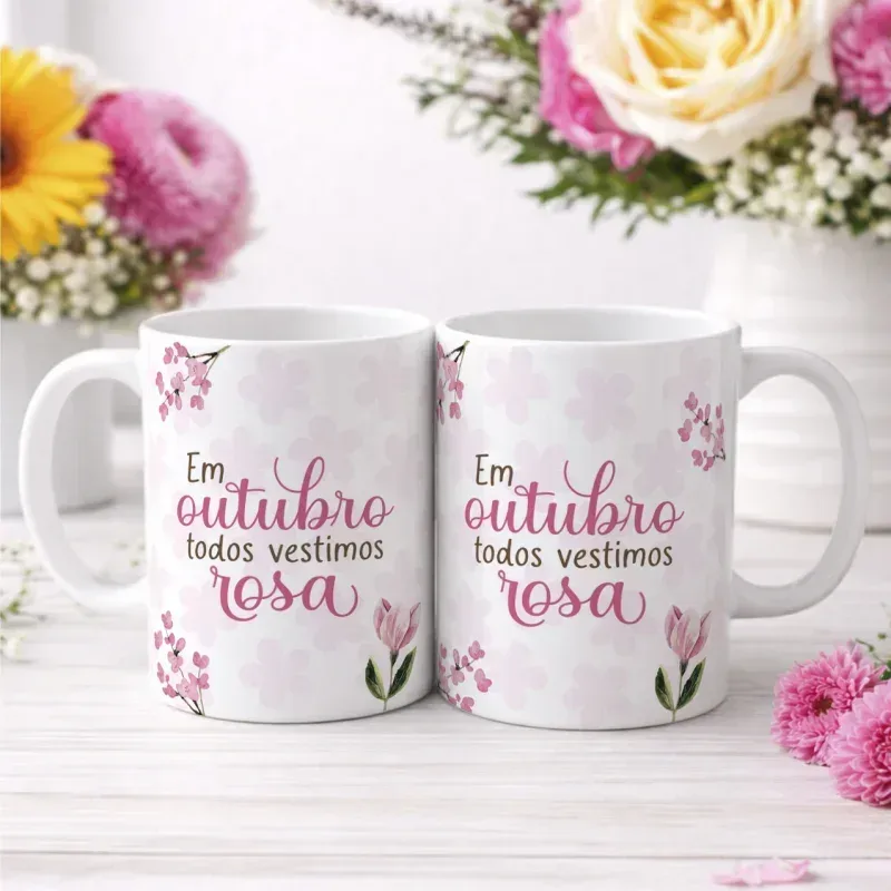 Caneca Em Outubro todos vestimos Rosa
