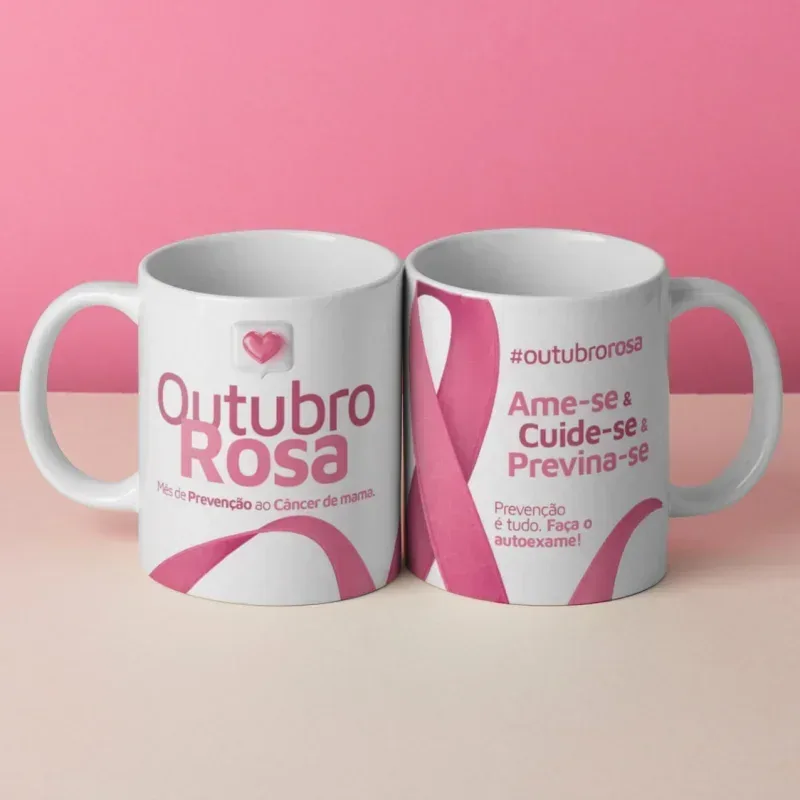 Caneca Outubro Rosa Ame-se Cuide-Se