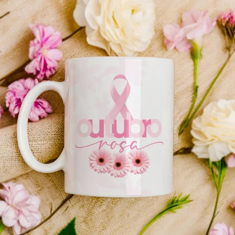 Caneca Outubro Rosa Floral