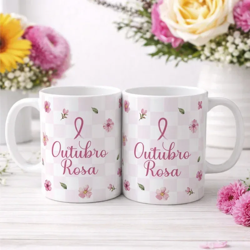 Caneca Outubro Rosa – Floral