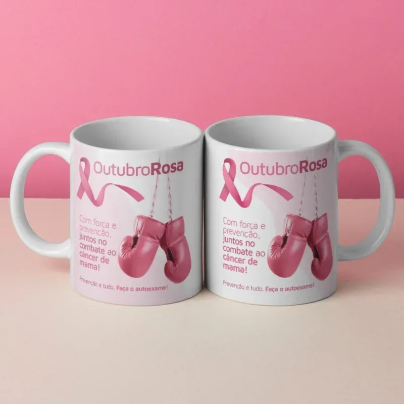 Caneca Outubro Rosa Juntos no Combate