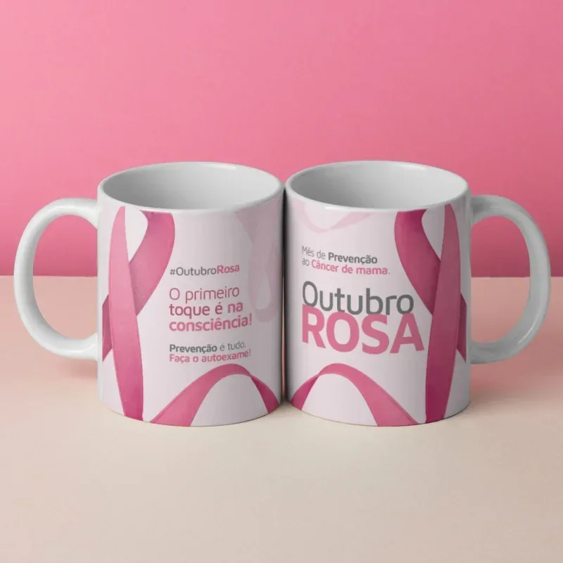 Caneca Outubro Rosa O primeiro toque