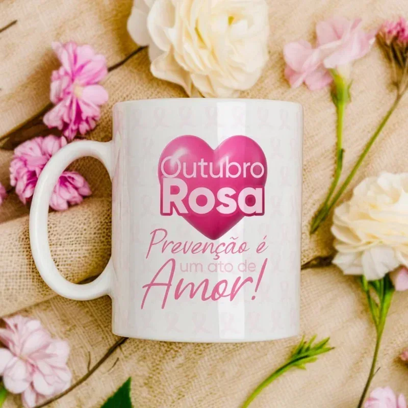 Caneca Outubro Rosa Prevenção é um ato de amor